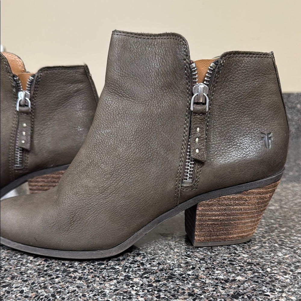 Frye Brown Ankle Boots with Western-Inspired Design